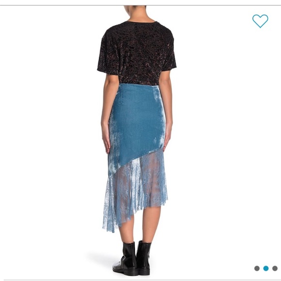 FREE PEOPLE VELVET MY LACEY SKIRT 2,4,6,8 BLUE - Picture 2 of 14